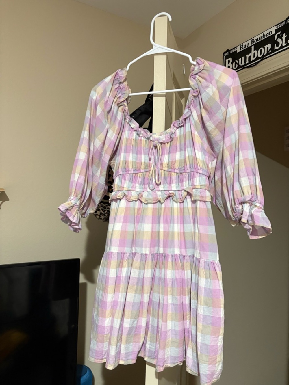 entro Pastel Plaid Midi Dress in Pink, Cream, Yellow